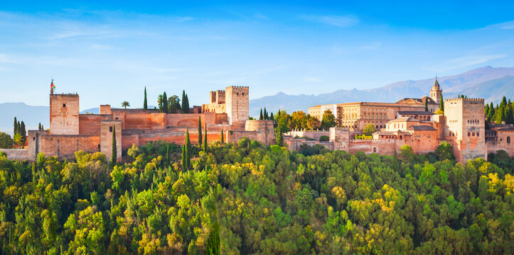 The Alhambra aerial panoramic view in Granada, Spain