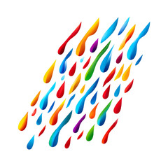 Colorful paint drops isolated on transparent background for creative design