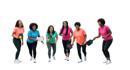 Fototapeta premium Professional image featuring pickleball, women, friends suitable for web, social media, and editorial design purposes