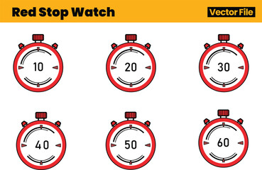 Dynamic Quick Timer Vector Pack with Six Organized Stopwatch Illustrations Emphasizing Accuracy