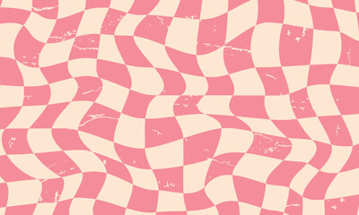 Retro groovy background. Checkerboard wavy background. Vector illustration 