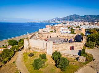 Sohail Castle aerial panoramic view in Fuengirola, Spain