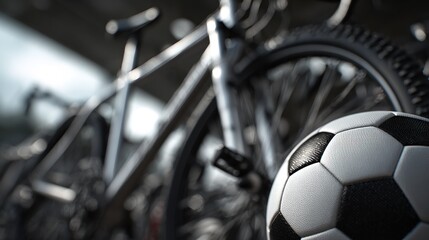Dynamic interplay of sports and recreation with bicycle and soccer ball