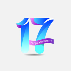 vector abstract, 17th happy anniversary symbol