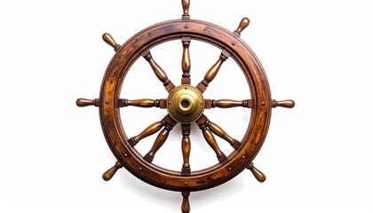 Traditional wooden ship&rsquo;s wheel with brass center and twelve handles for editorial nautical photography maritime decor and poetic navigation-themed visualsship wheel image, nautical helm photo, editor