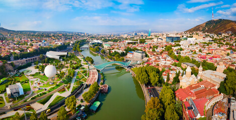 Tbilisi old town aerial panoramic view © saiko3p