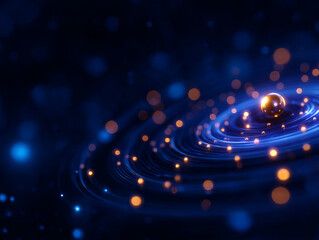 Quantum computing, climate modeling, abstract design, glowing particles, digital art