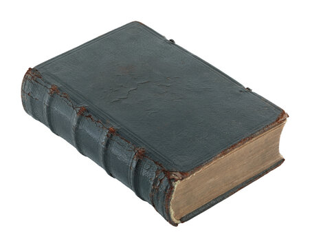 Back side of old antique closed book with textured leather cover, isolated on transparent background. Vintage historical object perfect for education, religion, or literature concepts - Powered by Adobe