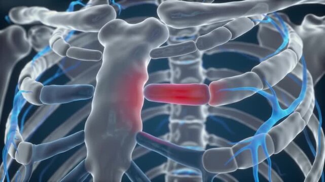 Rib Fracture Animation Medical Visualization of Bone Injury and Vascular System