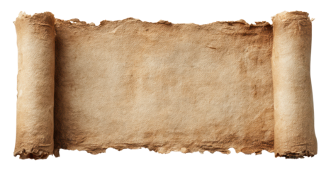 old paper scroll or parchment scroll isolated on white or transparent png