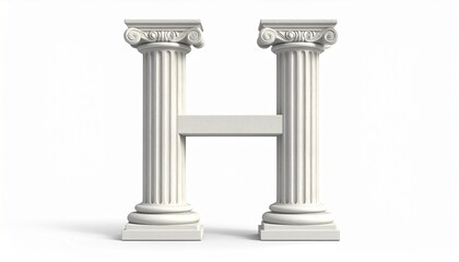 Obraz premium Classical architectural columns forming the letter H with fluted shafts and Corinthian capitals for editorial design photography symbolic decor and poetic antiquity-themed visuals