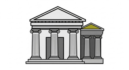 Naklejka premium Illustration of a bank building with columns for financial institutions and government agencies concept