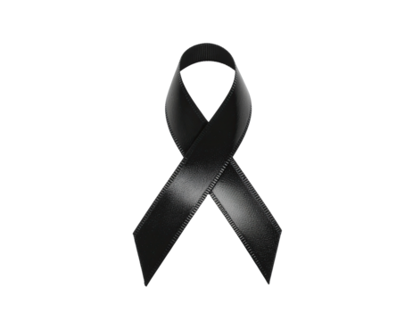 A Symbol Of Mourning A Black Ribbon With Glitter On A Black Background