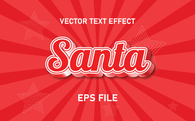 Festive santa claus text effect with red sunburst background