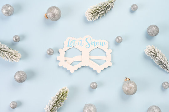 Let it Snow glasses with Christmas decorations