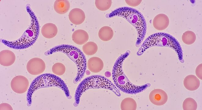 Detailed microscopy of Plasmodium falciparum gametocytes in blood smear
