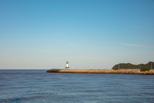 Peninsula with lighthouse in the city of Itaja&iacute;, Santa Catarina, Brazil.
