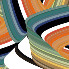 Abstract background with dynamically rounded colored stripes.