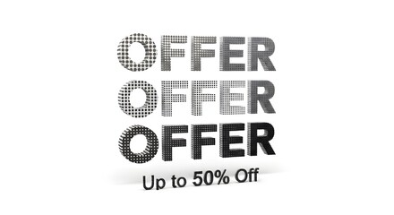 Obraz premium Three stacked offer signs with a discount percentage displayed below