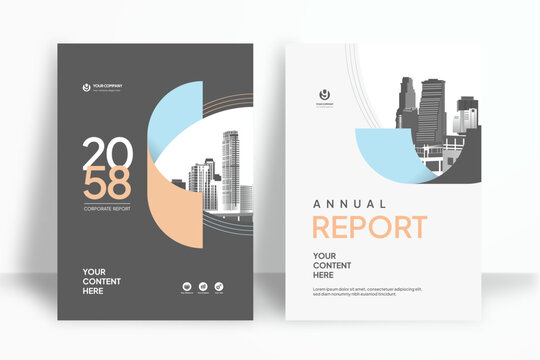Business Report Cover Template &ndash; Orange snd Blue Geometric Layout (A4)