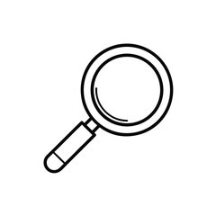Simple black outline of a magnifying glass isolated on white background

