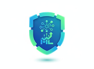 Threat detection 3d icon on shield for machine learning security, modern and calm