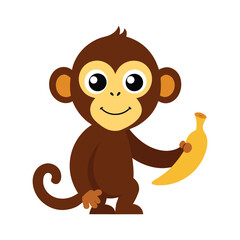 Charming monkey with a banana depicted in a joyful vector illustration