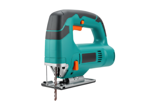 Isolated electric jigsaw tool used for making curved cuts in wood and other materials
