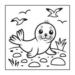 Kid-friendly animals and bold and easy coloring pages. different types of animals with some elements, and black and white coloring pages for kids.