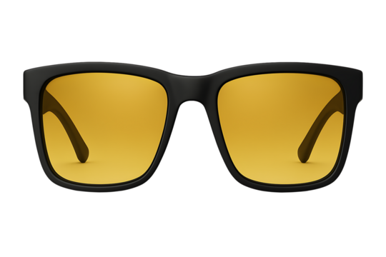 Stylish yellow sunglasses isolated on transparent background