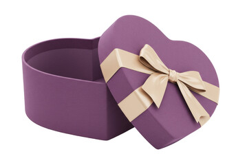 Isolated heart-shaped gift box with ribbon, elegant present for a holiday, special occasion, or...