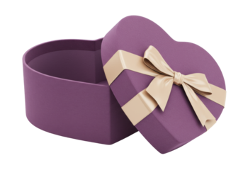 Isolated heart-shaped gift box with ribbon, elegant present for a holiday, special occasion, or party