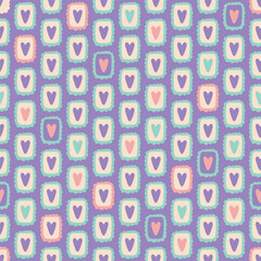 Seamless pattern with doodles hearts. Print for textile, wallpaper, covers, surface. Retro stylization. Love pattern