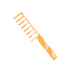 Icon of colored comb to brush hair, beard, mustache. Barber tool for brushing. Stylists' accessory for hairdressing, grooming in barbershop. Flat isolated vector illustration on white background