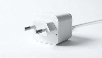 White Europlug adapter on white surface, minimalist style