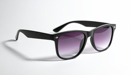 Sunglasses Black frames, purple gradient lenses, on white
