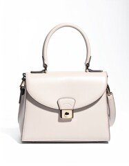 Creamy satchel with top handle, classic, elegant form