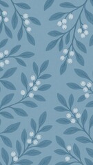 Fototapeta premium Elegant blue botanical pattern mobile wallpaper