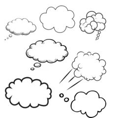 Fotobehang Naadloze wolken Vector set of cloud-shaped thought bubbles, perfect for comics, conversation graphics, ideas, and cartoon-style dialogues.  © Taiba