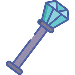 Stylized Gemstone Scepter With A Diamond Shaped Jewel At The Top On A Transparent Background
