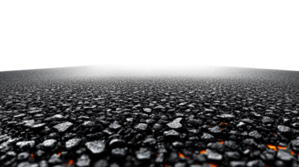 Asphalt Road with Lava Cracks on Transparent Background