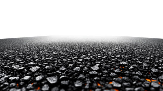 Asphalt Road with Lava Cracks on Transparent Background
