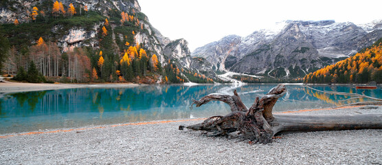 Fantastic Autumn Landscape Lake Braies