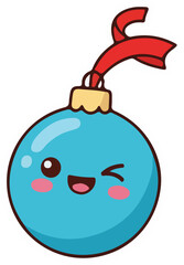 Obraz premium cute blue christmas bauble character
