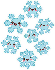 Fototapeta premium Happy Vector Snowflakes Group for Christmas Holiday