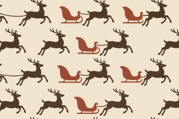 Festive reindeer sleigh pattern.