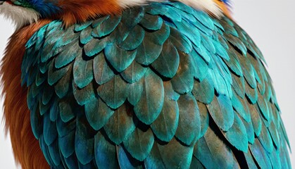 Obraz premium Vivid feathers of a colorful bird showcasing nature's beauty in intricate detail and vibrant hues
