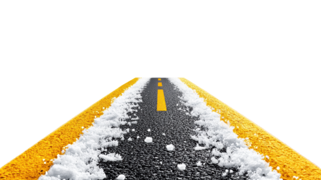 Snowy Road in Winter on Transparent Background