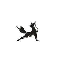fox Animal doing yoga silhouette vector icon on white background