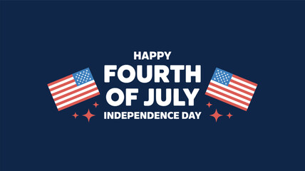 Happy fourth of july independence day celebration with american flags and stars silhouette